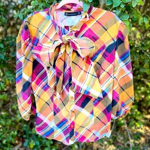 So cute! BNWT plaid button up with bow